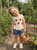 Baby Girls Outfits Floral Strawberry Patch Tank Tops and Ripped Denim
