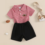 Lioraitiin Toddler Baby Boy Short Sleeve Football Embroidery T-Shirt