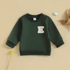 Toddler Baby Girl Boys Sweatshirt Letter Embroidery Round Neck Long