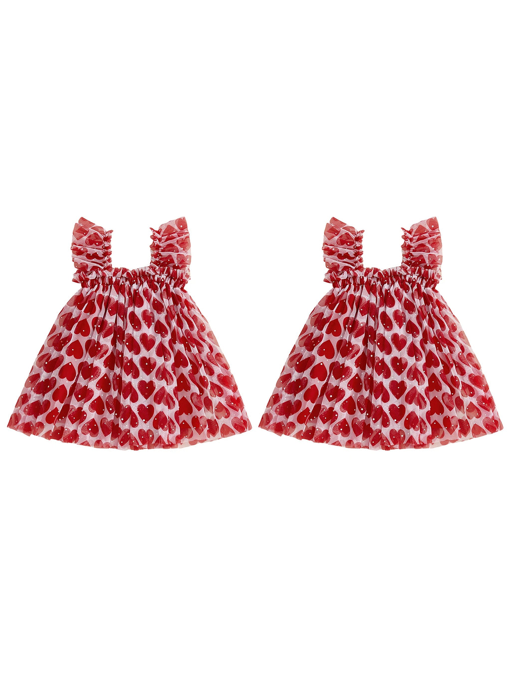 Lioraitiin Toddler Baby Girl Sleeveless Dress with Ruffled Straps Red