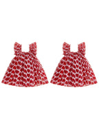 Lioraitiin Toddler Baby Girl Sleeveless Dress with Ruffled Straps Red
