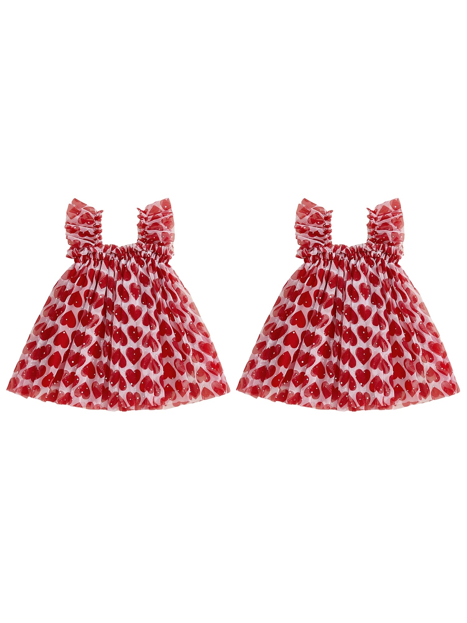 Lioraitiin Toddler Baby Girl Sleeveless Dress with Ruffled Straps Red