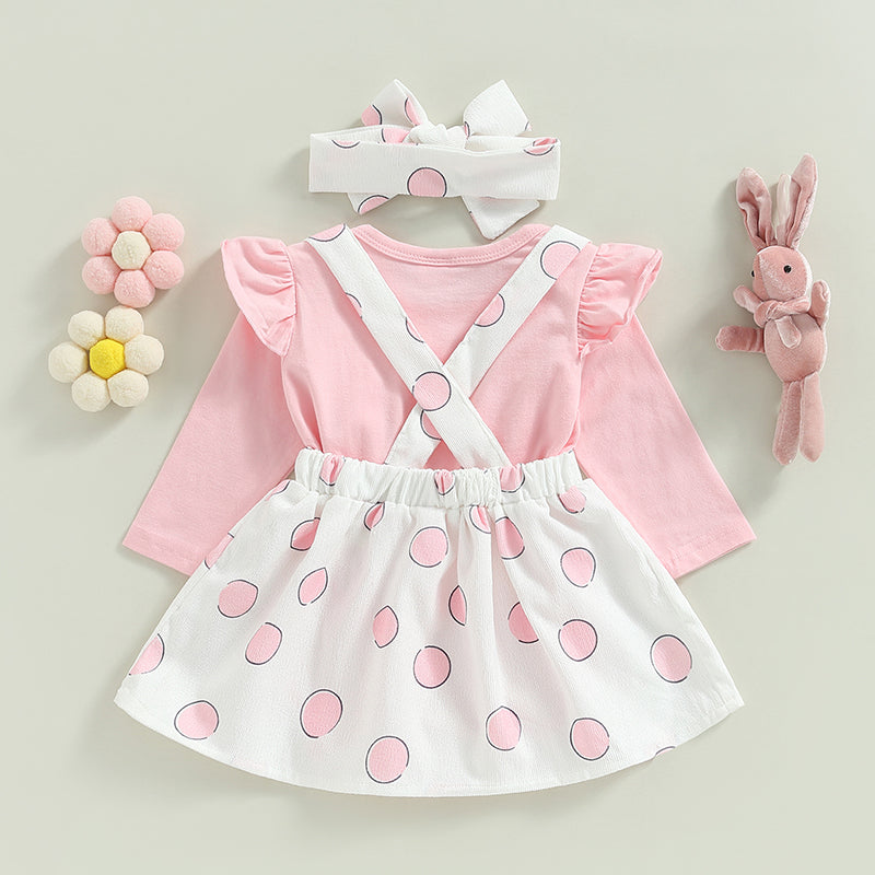 Lioraitiin 0-18M Baby Girl Pink Bunny Outfit Long Sleeve Romper