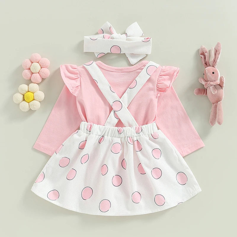 Lioraitiin 0-18M Baby Girl Pink Bunny Outfit Long Sleeve Romper