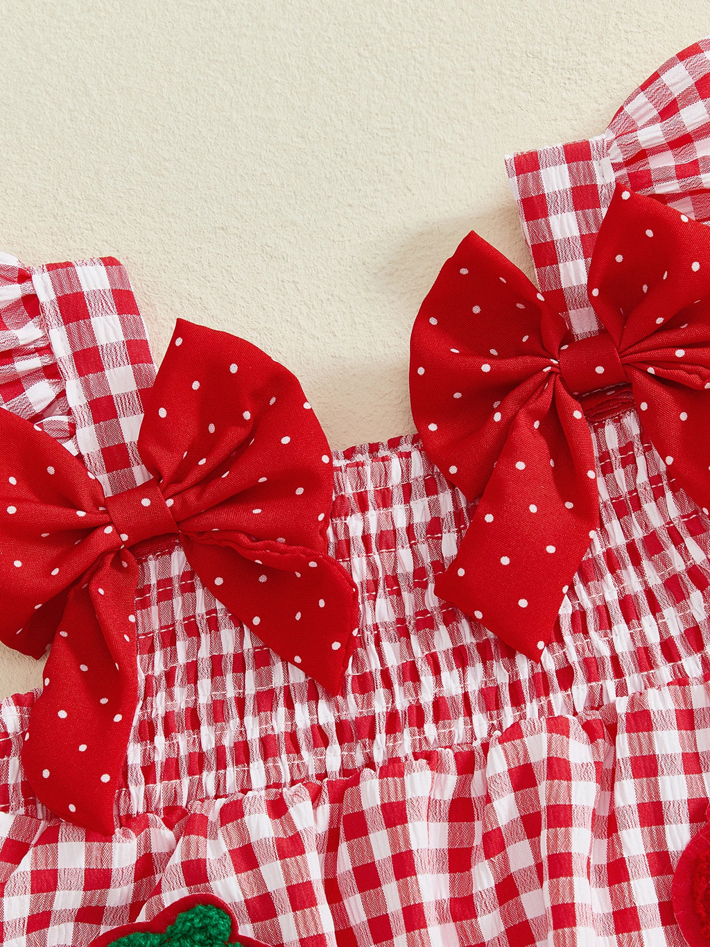 Lioraitiin Toddler Baby Girl Outfit Strawberry Embroidered Plaid Bows