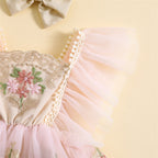 Lioraitiin 0-24M Newborn Girl Outfit Embroidery Flower Fly Sleeve