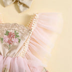 Lioraitiin 0-24M Newborn Girl Outfit Embroidery Flower Fly Sleeve