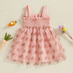 Lioraitiin Toddler Girls Easter Dress Rabbit Carrot Print Sleeveless