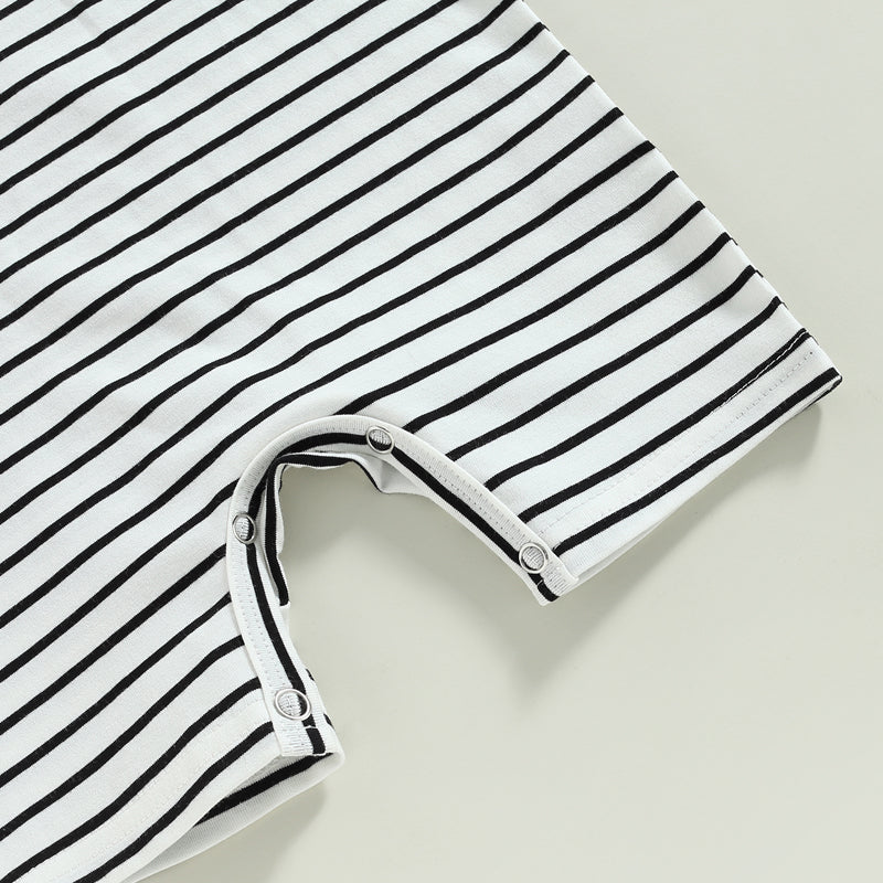 Lioraitiin 0-18M Baby Boys Romper Short Sleeve Crew Neck Striped