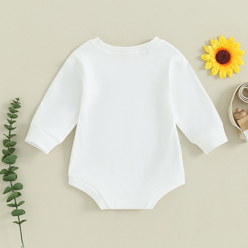 Lioraitiin 0-18M Infant Baby Girls Bodysuit Crewneck Beige Long