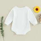 Lioraitiin 0-18M Infant Baby Girls Bodysuit Crewneck Beige Long
