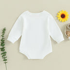 Lioraitiin 0-18M Infant Baby Girls Bodysuit Crewneck Beige Long
