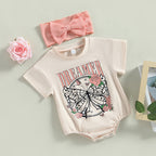 Lioraitiin 0-18M Infant Baby Girl 2Pcs Bodysuit Short Sleeve Letters