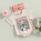 Lioraitiin 0-18M Infant Baby Girl 2Pcs Bodysuit Short Sleeve Letters
