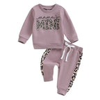 Lioraitiin 0-3Y Newborn Baby Girls Set Letter & Leopard Print Long