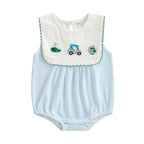 Lioraitiin Baby Boy Romper Sleeveless Crew Neck Striped Bodysuit for