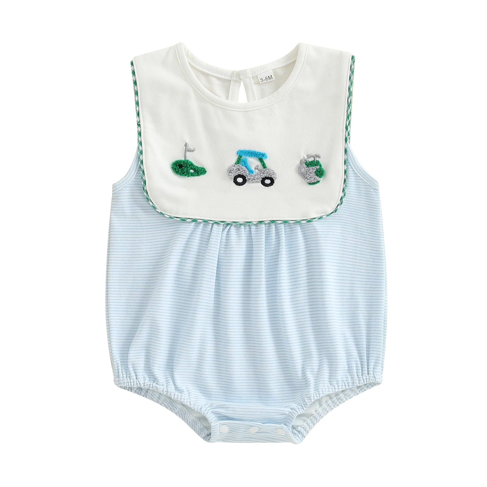 Lioraitiin Baby Boy Romper Sleeveless Crew Neck Striped Bodysuit for