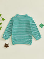 Lioraitiin Toddler Little Boy Irish Sweatshirt Striped Clover Letter