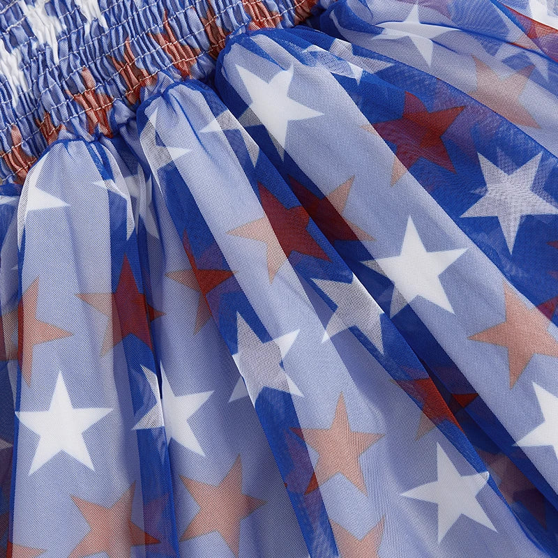 Toddler Girls Fourth of July Cami Dress Sleeveless Stars Print Wing