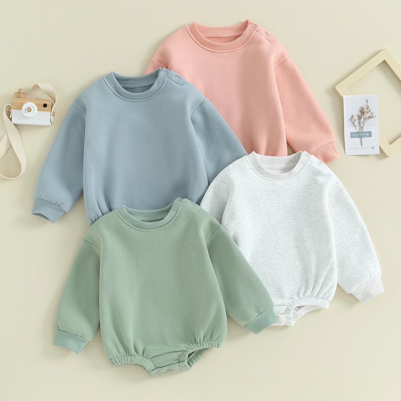 Lioraitiin 0-18M Newborn Baby Boy Girl Outfits Fleece Solid Color