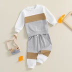 Lioraitiin Toddler Boy Set Contrast Color Long Sleeve Crew Neck