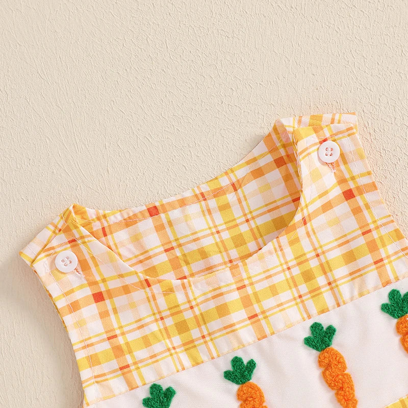 Lioraitiin Newborn Baby Girls Easter Romper Bunny Carrot Embroidery