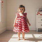 Lioraitiin Toddler Baby Girl Sleeveless Dress with Ruffled Straps Red