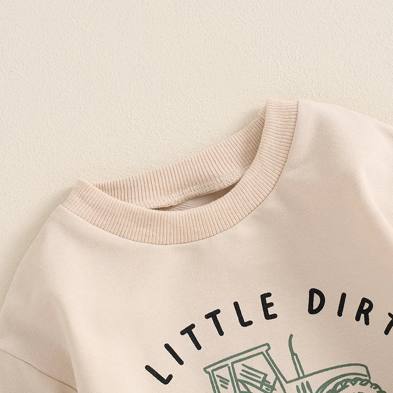 Lioraitiin Baby Boy Outfits Long Sleeve Tractor Letter Print Tops +
