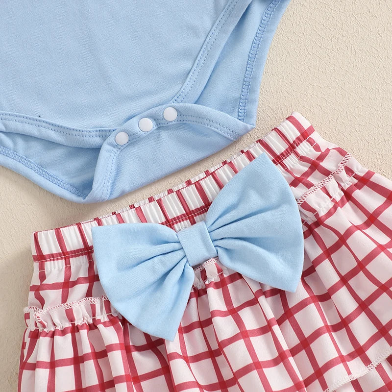 Lioraitiin Baby Girl Outfits Short Sleeve Baseball Embroidery Romper