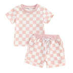 Lioraitiin 0-3Y Toddler Baby Girl Short Outfit Checkered Plaid Short