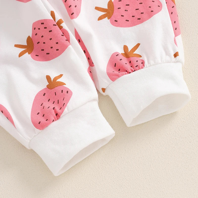 Lioraitiin Toddler Girls Outfits Strawberry Print Long Sleeve