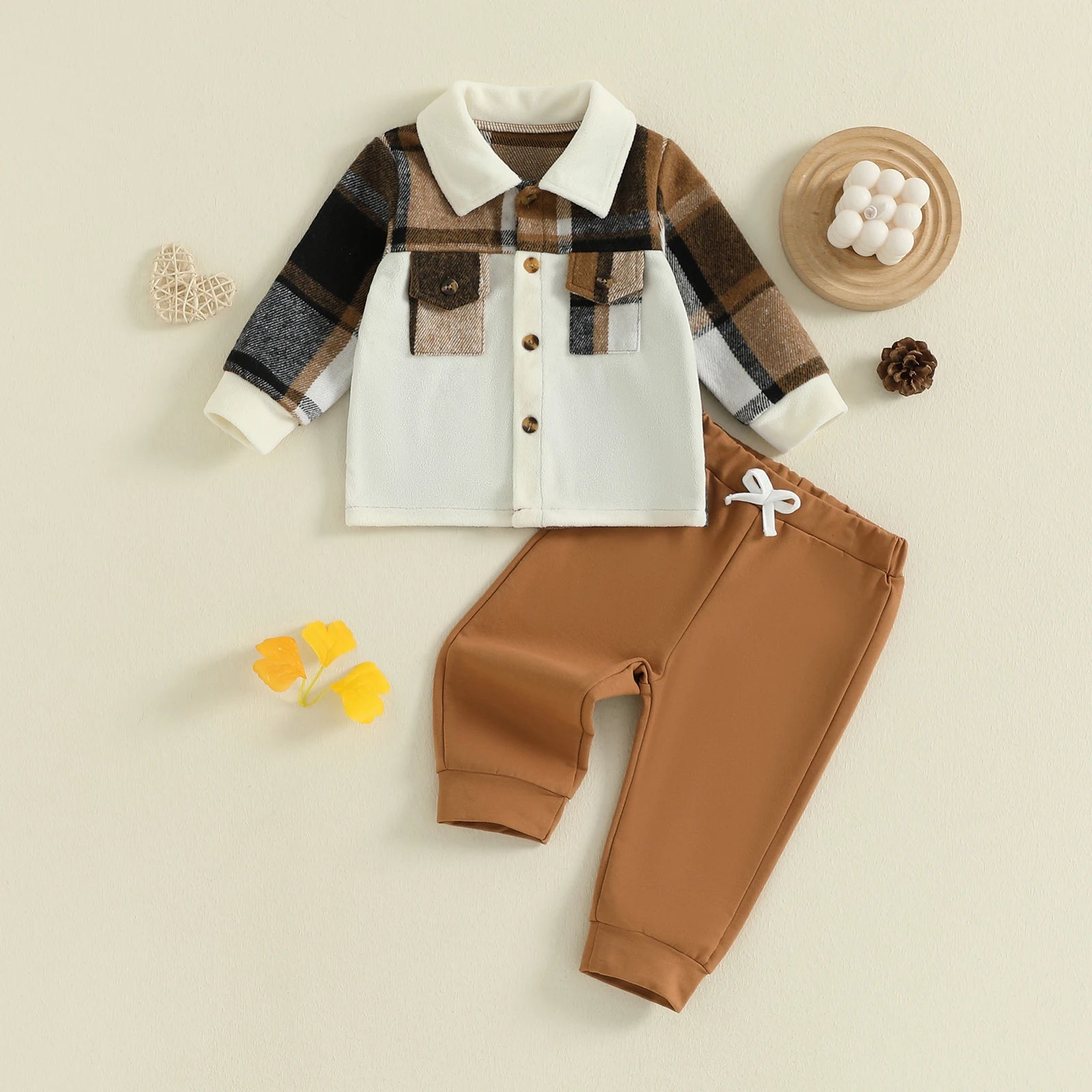 Lioraitiin Toddler Baby Boy Outfit Plaid Button up Long Sleeve Shirt