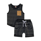 Lioraitiin 0-4Years Kids Baby Boy 2Pcs Outfits Striped Sleeveless