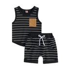 Lioraitiin 0-4Years Kids Baby Boy 2Pcs Outfits Striped Sleeveless