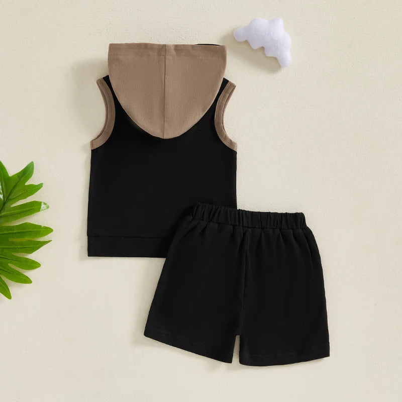 Lioraitiin Toddler Baby Boy Shorts Set Contrast Color Sleeveless