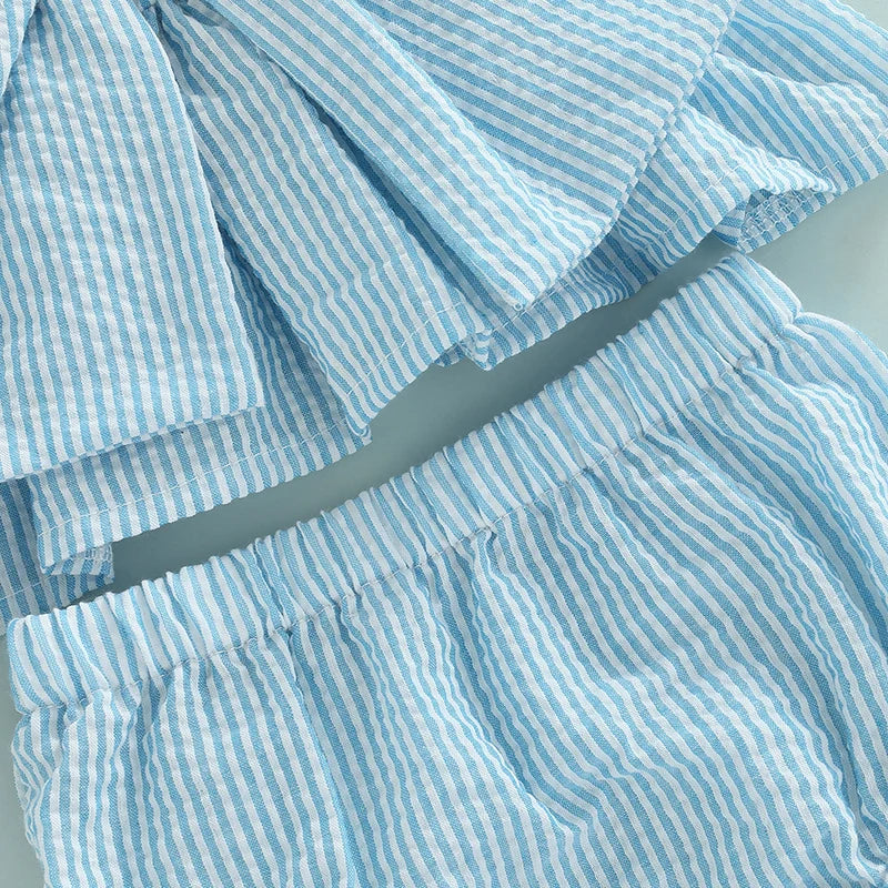 Lioraitiin 0-18M Newborn Baby Girl 2Pcs Sweet Set Striped Print Big