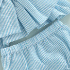 Lioraitiin 0-18M Newborn Baby Girl 2Pcs Sweet Set Striped Print Big