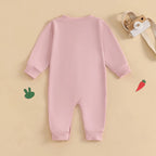 Lioraitiin Baby Girls Boys Easter Rompers Plush Bunny Embroidery Fur