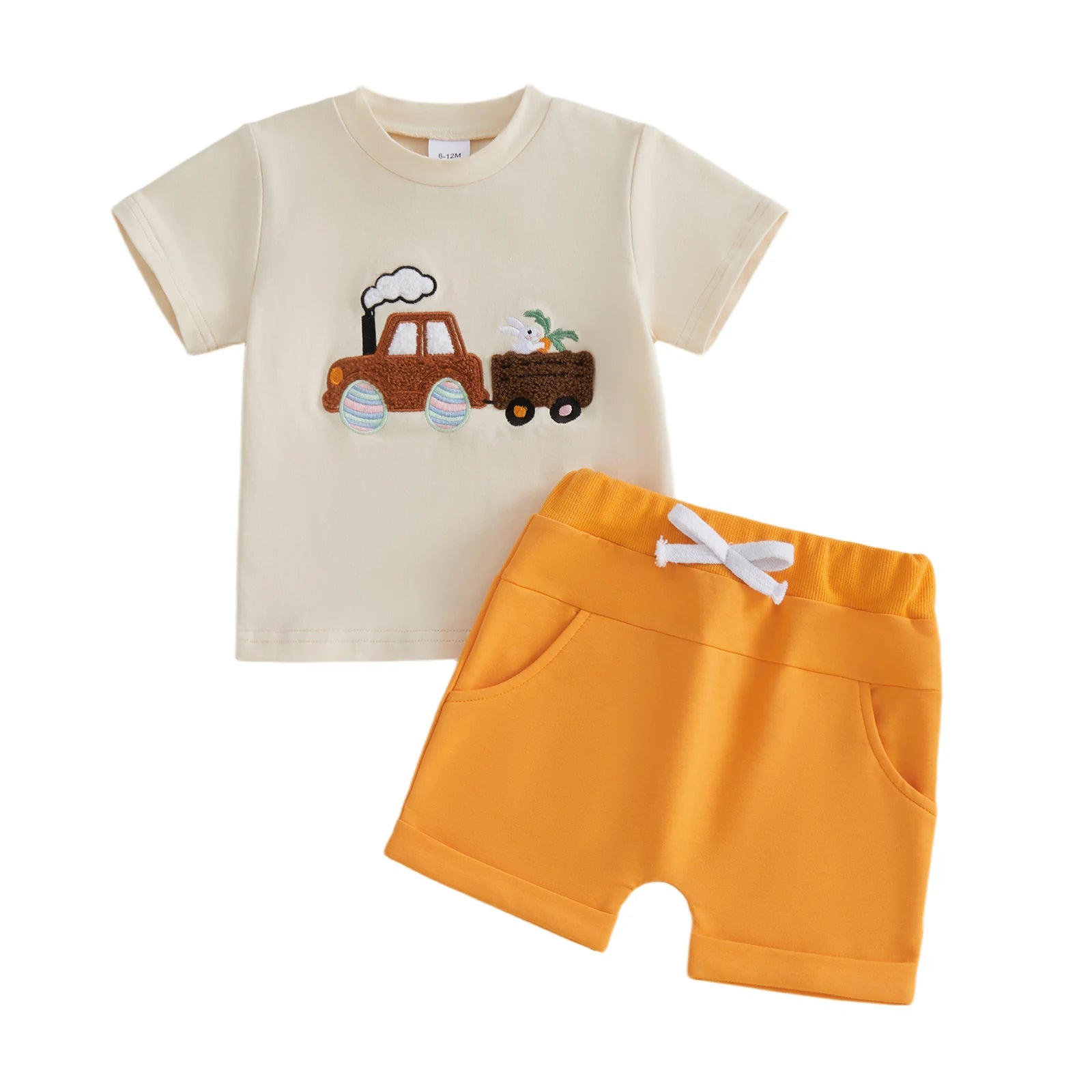 Lioraitiin Kids Boys Shorts Set Short Sleeve Embroidery T-shirt with