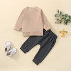 Lioraitiin 0-3Years 2Pcs Baby Boys Outfit Letter Print Long Sleeve