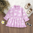 Lioraitiin Toddler Kids Girl Long Sleeve Dress Floral Print Ruffle