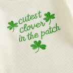 Lioraitiin Baby Girls Outfits Long Sleeve Shamrock Embroidery Romper