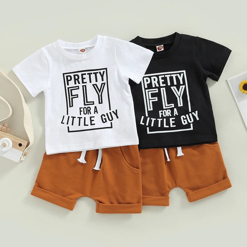 Lioraitiin 0-3Years Toddler Boys Girl 2Pcs Sets Short Sleeve Letter