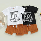 Lioraitiin 0-3Years Toddler Boys Girl 2Pcs Sets Short Sleeve Letter