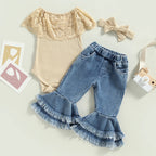 Lioraitiin 0-24M Infant Baby Girls 3Pcs Pants Set Sleeveless Lace