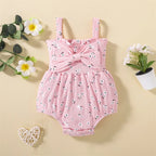 Lioraitiin Newborn Baby Ribbed Jumpsuit Baby Girls Sleeveless Flower
