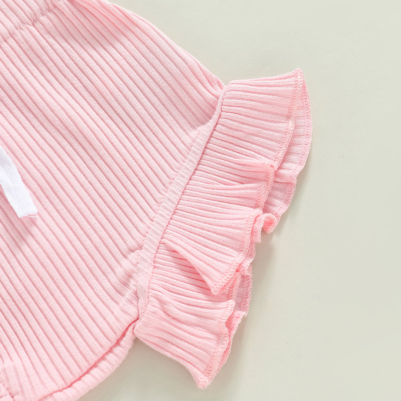 Lioraitiin 0-18M Toddler Girls 3Pcs Fly Sleeve Solid Romper Tops