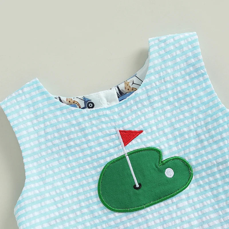 Lioraitiin Toddler Baby Girl Outfits Sleeveless Golf Embroidery Tank
