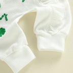 Lioraitiin Baby Girl Outfit Clover Letters Embroidery Ruffle Long