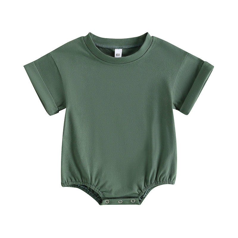 Lioraitiin 0-24M Baby Boys Girls Rompers Solid Short Sleeve O-neck